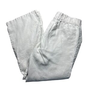 Chelsea Theodore Linen Cropped Wide‎ Leg Pants Elastic Waist Women's Size L